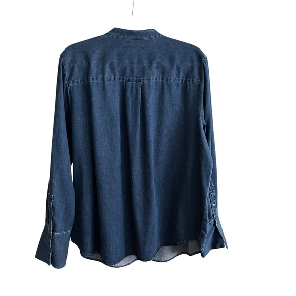 BANANA REPUBLIC Denim Tuxedo Shirt Long Sleeve Button Up Western Casual Size XL - Picture 6 of 13